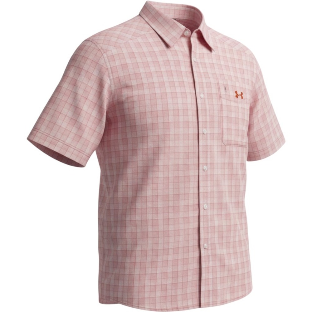 Under Armour Drift Tide 2.0 Plaid SS Shirt Orange White Mens XL NWT Performance